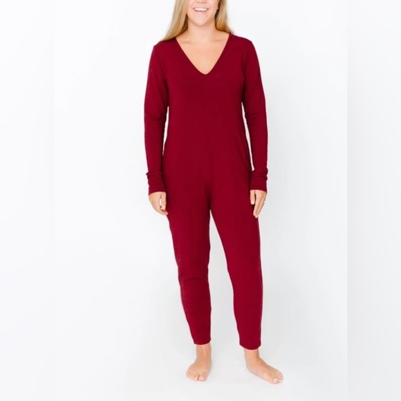 Smash + Tess Pants - Smash + Tess Friday Romper, Size Small, Bold Burgundy
